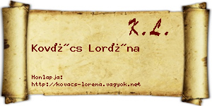 Kovács Loréna névjegykártya